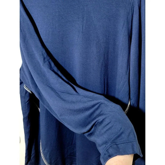 Pure Jill Tranquility Fleece Whipstitched Top Sz L Blue Soft Stretch Long Sleeve - Picture 4 of 11